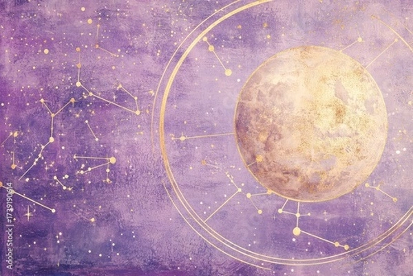 Obraz Cosmic zodiac circle design with constellations and galaxy theme