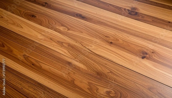 Fototapeta Warm-toned wood planks, angled view showing grain