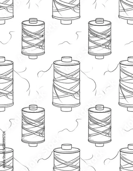 Fototapeta Repeating pattern of thread spools