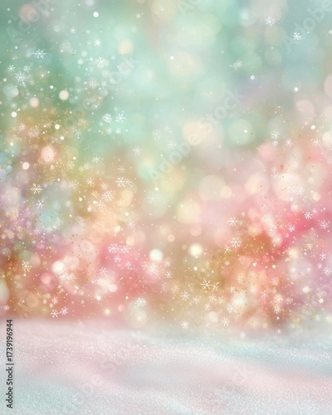 Fototapeta Minimal Christmas background white airy holiday design with soft bokeh lights, delicate red and green highlights gentle golden glow and subtle dreamy sparkle, festive elegant blur texture for artwork 