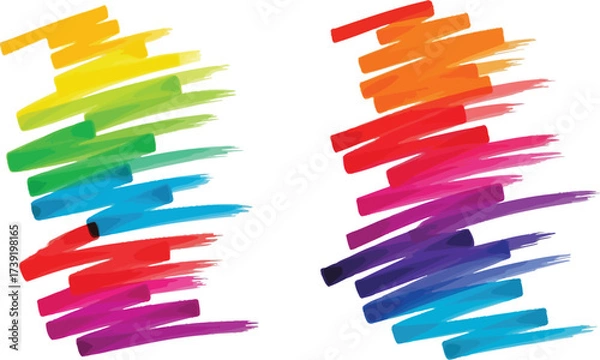 Obraz Vibrant rainbow strokes artfully arranged, creating a colorful spectrum effect perfect for design elements and creative projects.