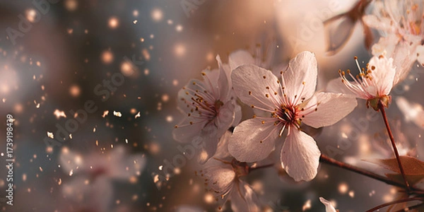 Obraz Romantic cherry blossoms with soft dreamy background floral spring nature composition - AI generated