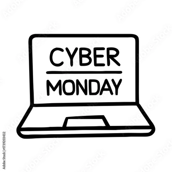 Fototapeta Laptop displaying text Cyber Monday on a transparent  background  