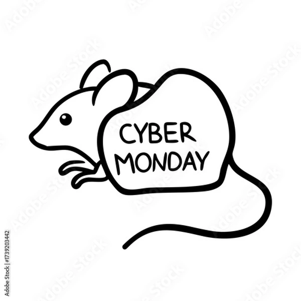 Fototapeta Mouse icon on transparent background with Cyber Monday theme  