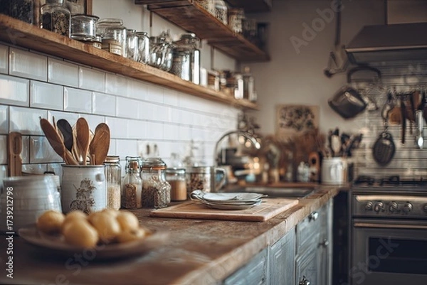 Fototapeta Rustic farmhouse kitchen
