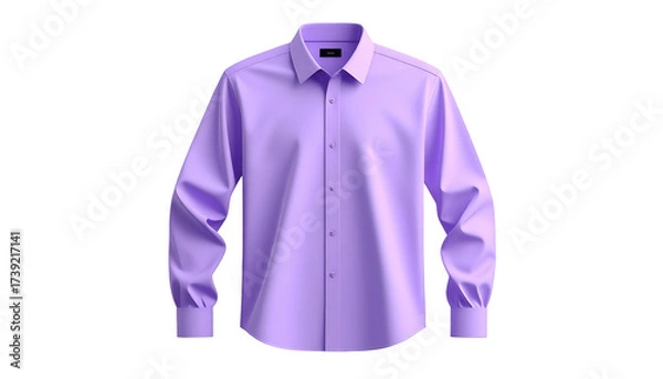 Fototapeta Formal men's shirt rendered in a soft, appealing lavender hue with a crisp collar and button-down front, set against a solid black background for stylish presentation.