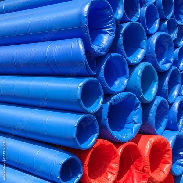 Obraz Stacked blue and red tubes