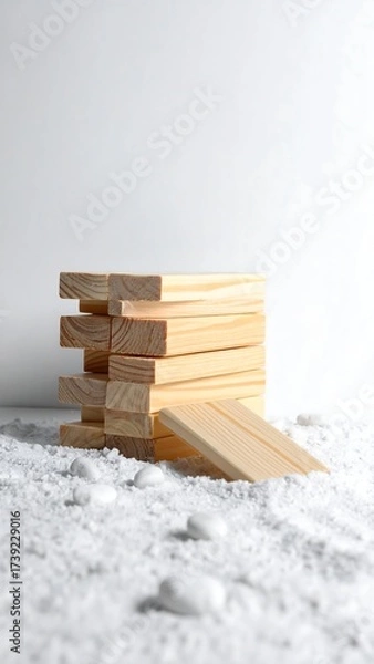 Obraz Stacked light-colored wooden blocks