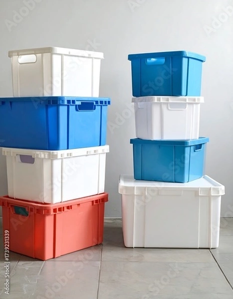 Obraz Stacked plastic storage crates