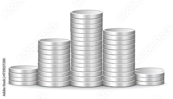 Obraz Stacks of silver coins