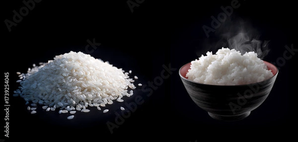 Fototapeta 精米と炊きあがったご飯