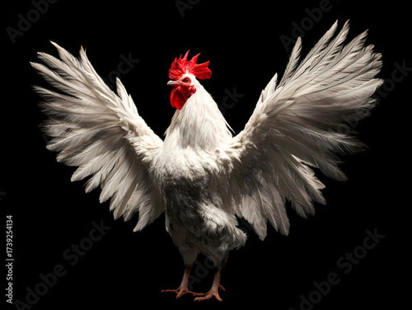 Fototapeta 大きく羽を広げた鶏