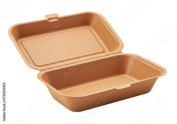 Fototapeta A single open eco-friendly food container, great for takeout, sustainable packaging, or waste-free food service concepts.

