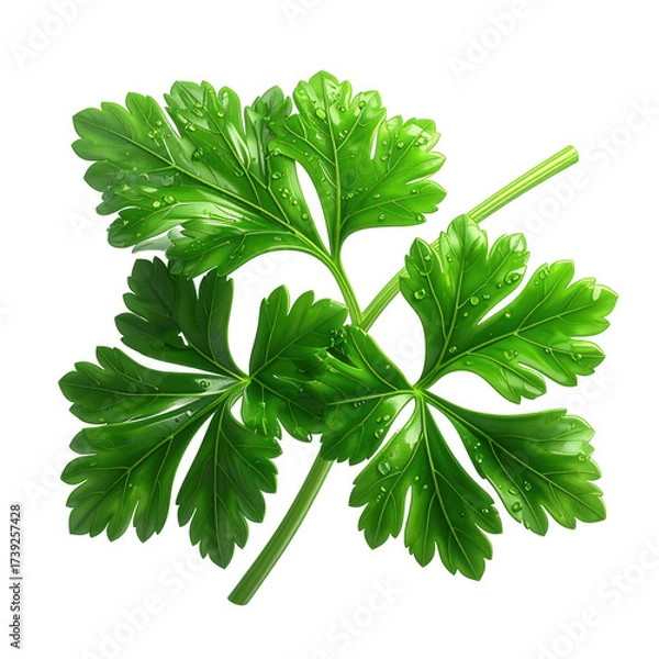 Fototapeta Lush green leaves of a fresh herb are showcased against a stark black background, the detailed image highlighting the delicate water droplets that sparkle, presenting a vibrant and refreshing natural.