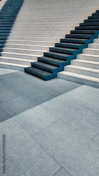 Fototapeta white stairs with modern design and sleek architecture, elegant steps in contemporary indoor space with clean aesthetic