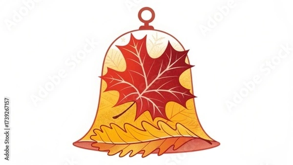 Obraz Stylized bell shape filled with colorful autumn maple and oak leaves.

