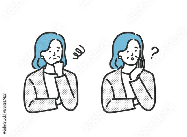 Obraz ミドル　シニア　ビジネス 女性の悩みアイコンイラスト素材