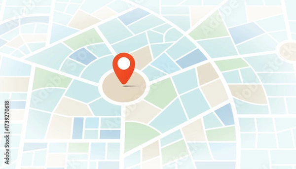 Fototapeta Custom city navigation simple map top view with location pin
