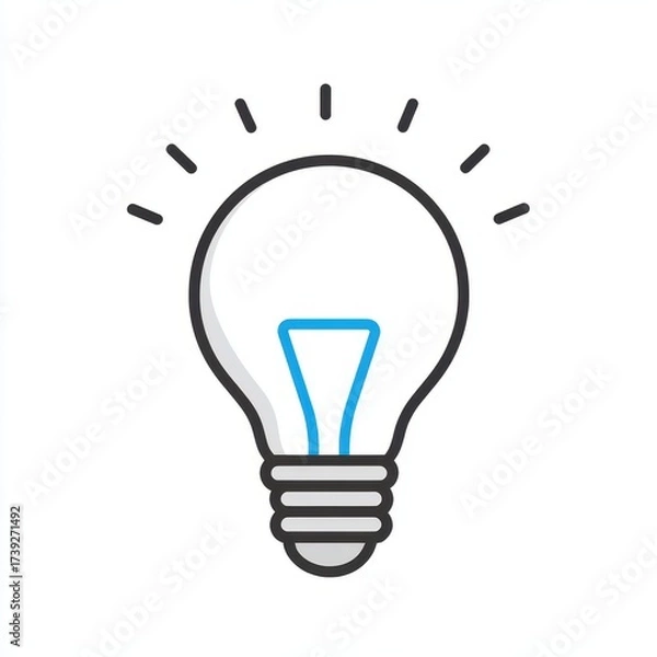Fototapeta Light Blub. Linear Icon for Idea and Tips. Outline Graphic Illustration