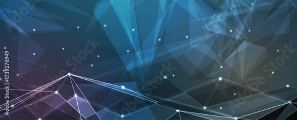 Fototapeta Futuristic science and technology header with interconnected data streams and molecular structures