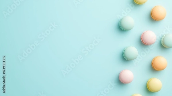 Fototapeta confetti colourful Background Colorful confetti arranged in a specific pattern on a blue background, creating a visually appealing design
