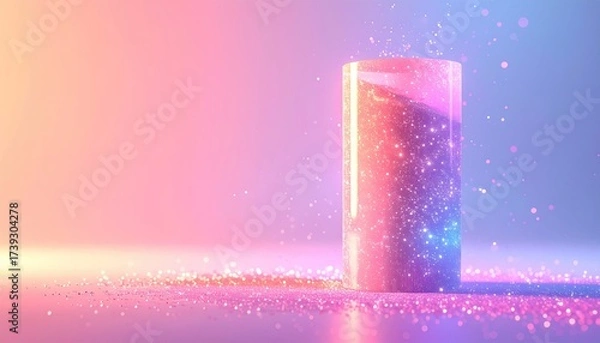 Fototapeta Lit, sparkly cylinder on lit surface