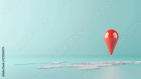 Fototapeta World Map Pin Location 3D world map with a pulsating pin highlighting a specific location, drawing attention to a particular area or event
