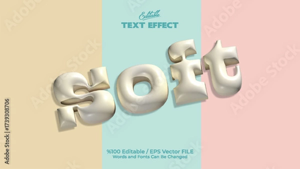 Fototapeta Soft 3D Text Effect Editable Vector Design with Cream and Blue Background for Modern Typography and Graphic Projects