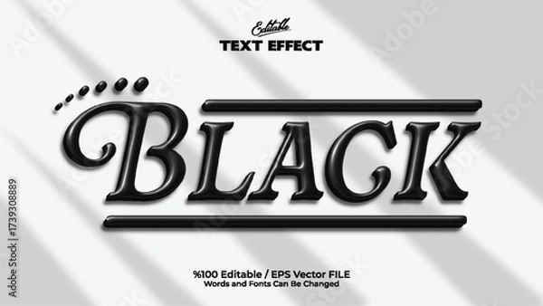 Fototapeta Black text effect editable vector design with shadow and retro style for creative typography and graphic projects