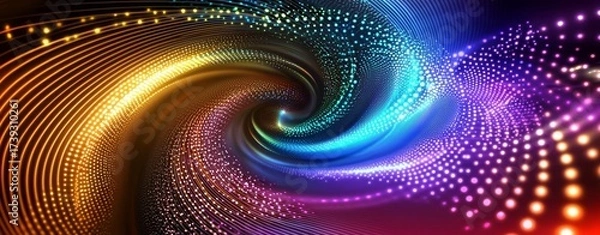 Fototapeta Dynamic and colorful digital artwork featuring vivid light effects. 
