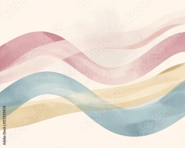 Fototapeta Abstract design showcasing flowing waves in soft pastel hues. 