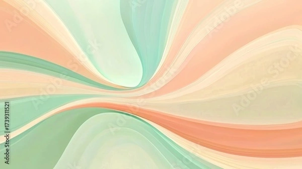 Fototapeta Serene artwork featuring soft shades and fluid lines. 