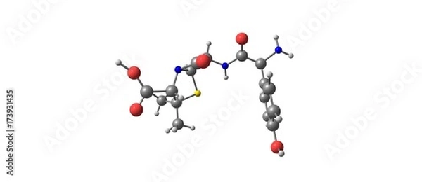 Fototapeta Amoxicillin molecular structure isolated on white