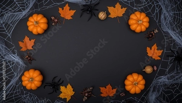 Fototapeta An autumn leaf border design with yellow and orange fall leaves