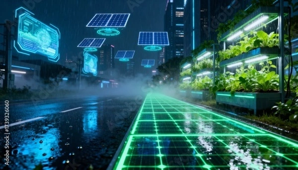 Fototapeta Innovative sustainable business strategies for the future urban green technology in a smart city environment