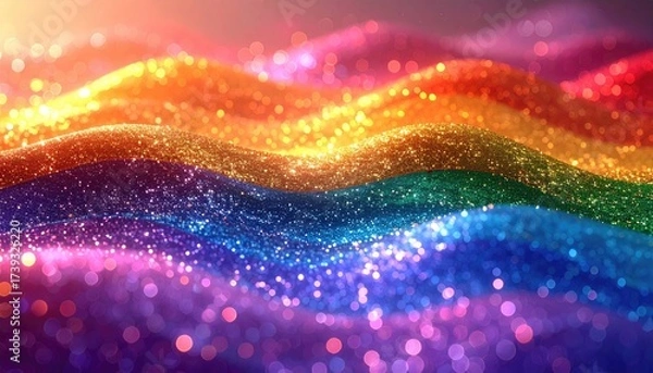 Fototapeta Glittering rainbow waves abstract