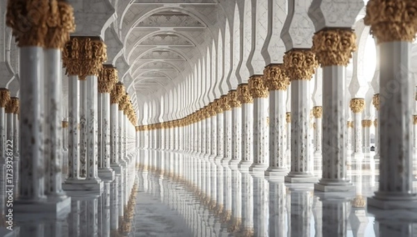 Fototapeta Architectural detail of an old classic stone column in a row at the Palace of Versailles