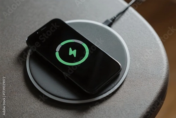 Obraz Smartphone Charging Wirelessly on a Modern Pad