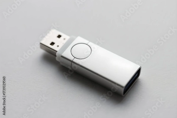 Obraz Sleek Silver USB Flash Drive Data Storage Device Technology Concept