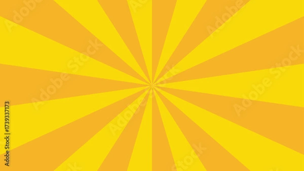 Fototapeta Vibrant abstract background featuring a dynamic swirling sunburst pattern in shades of bright yellow and orange. Hypnotic spiral effect with conveys motion, energy, and warmth.