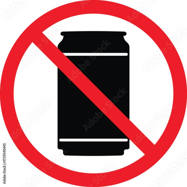 Fototapeta No metal can or soda can icon. Not allowed can package food or drink clip art. Vector illustration