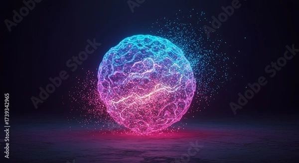 Fototapeta Quantum Data Sphere - Glowing Energy Orb AI-Generated for Sci-Fi Media, Tech Presentations