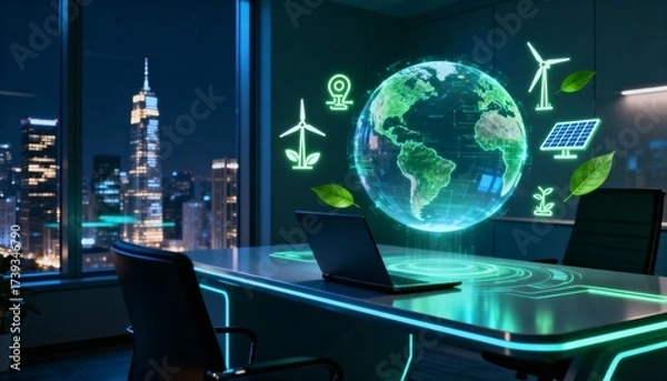 Fototapeta Sustainable business strategies for the future innovative solutions in a modern office environment