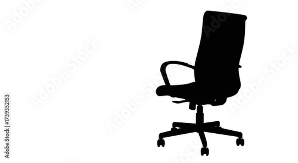 Fototapeta Silhouette of a modern ergonomic office chair ready for office or home workspace use isolated on white background