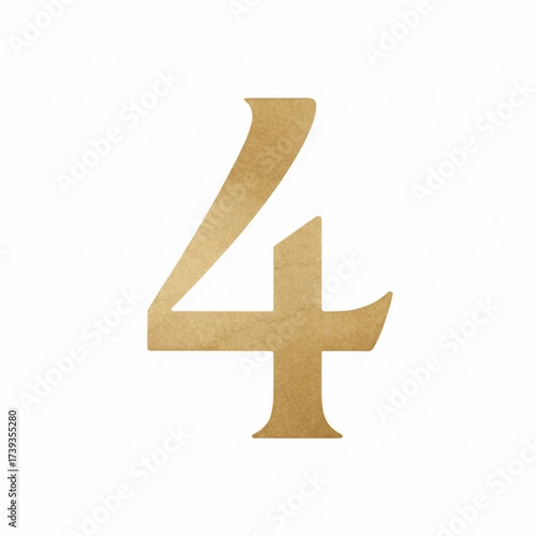 Fototapeta Number in Gold Number four isolated watercolor vector illustration svg
