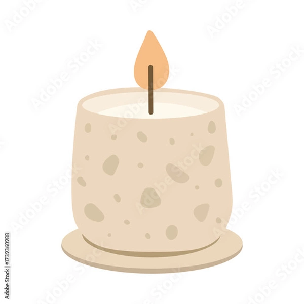 Fototapeta Candles scented vector illustration with minimalist design and soft tones. Terrazzo glass and ceramic boho home decor for spa or living room styling. Modern candle set by hand drawn design.