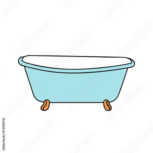 Fototapeta Bathtub in minimalist design with light blue color and simple shape  