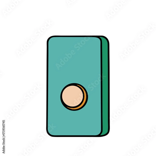 Fototapeta Doorbell icon with turquoise background and round button design  