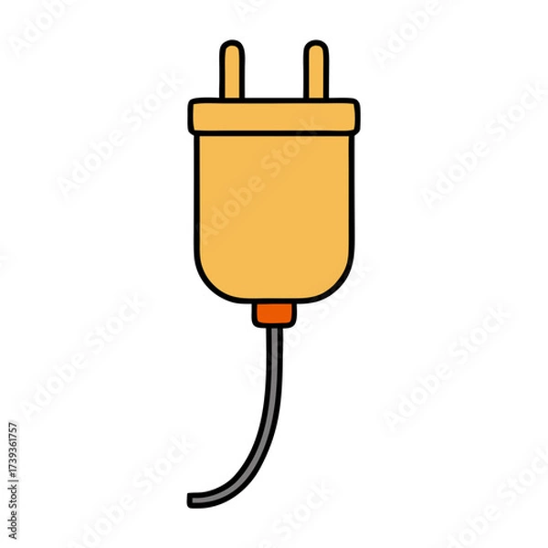 Fototapeta Electric plug with cord in a simple design on a transparent  background  