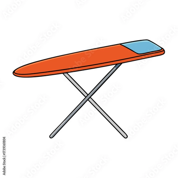 Fototapeta Ironing board with orange surface and blue corner on transparent  background  